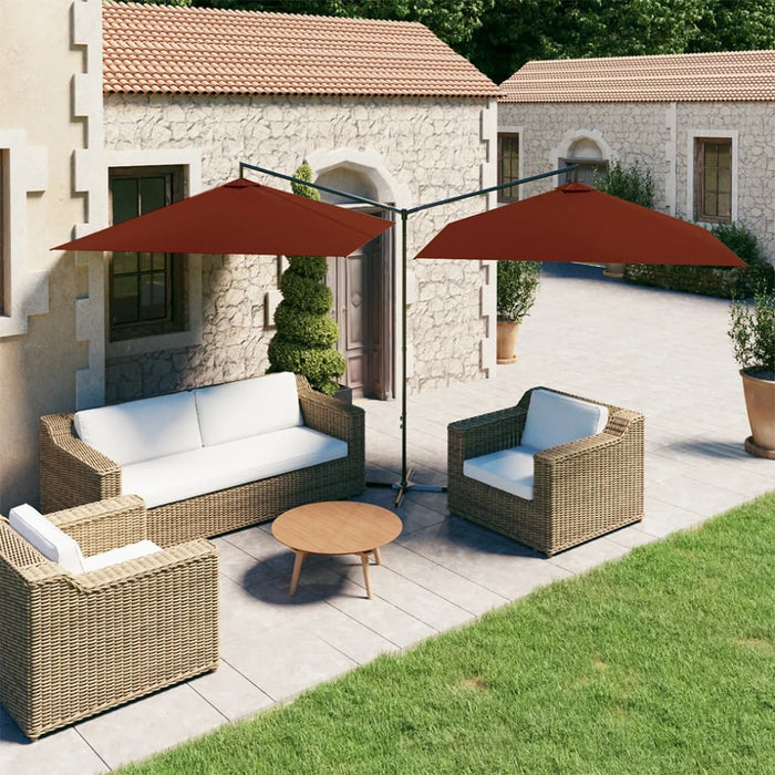 vidaXL Double Parasol with Steel Pole Terracotta 600x300 cm