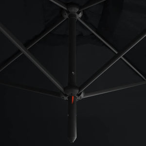 vidaXL Double Parasol with Steel Pole Black 600x300 cm