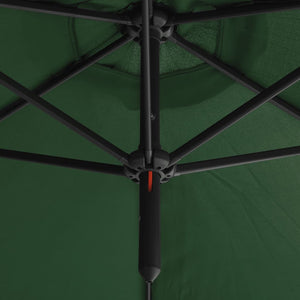 vidaXL Double Parasol with Steel Pole Green 600 cm