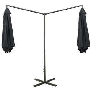 vidaXL Double Garden Parasol with Steel Pole Anthracite 600 cm