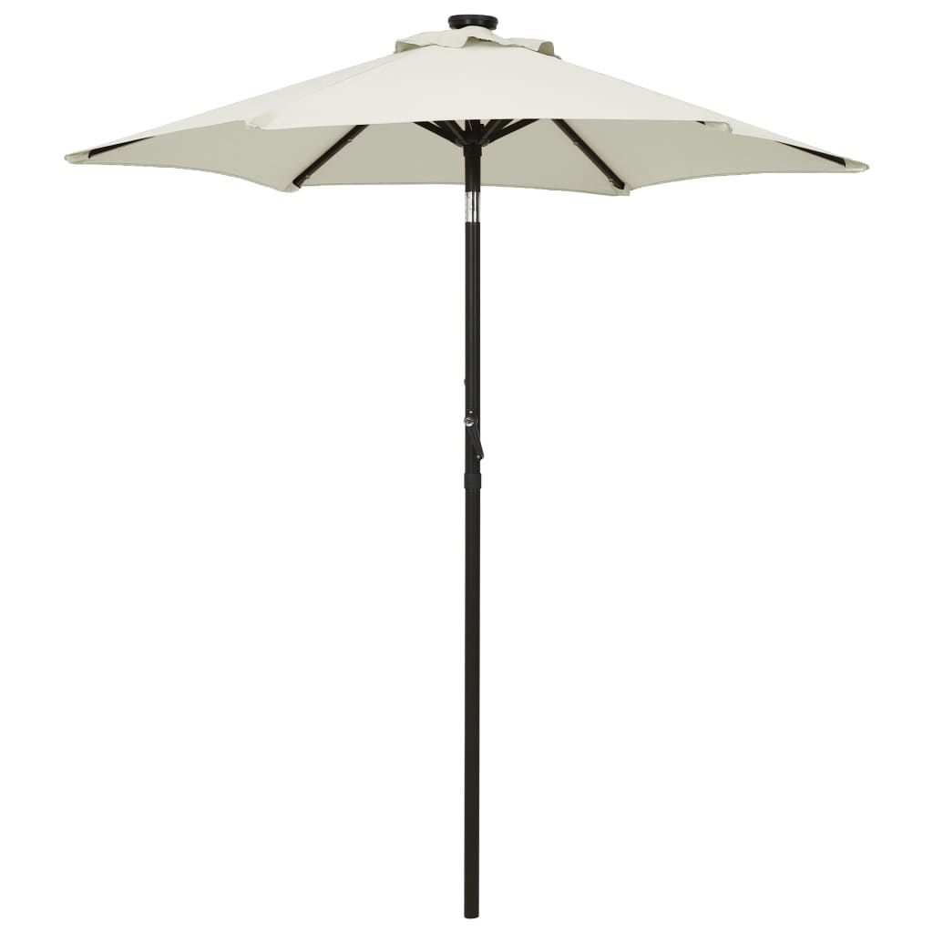 vidaXL Parasol with LED Lights Sand 200x211 cm Aluminium