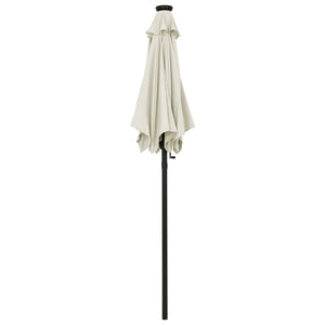 vidaXL Parasol with LED Lights Sand 200x211 cm Aluminium