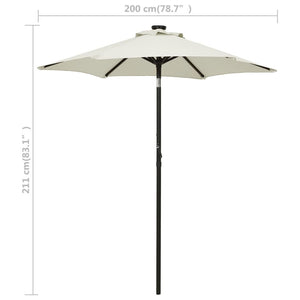 vidaXL Parasol with LED Lights Sand 200x211 cm Aluminium