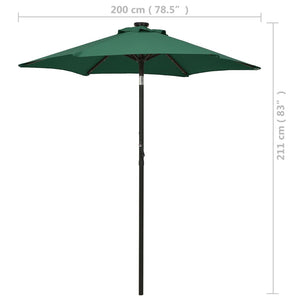 vidaXL Parasol with LED Lights Green 200x211 cm Aluminium