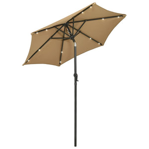 vidaXL Parasol with LED Lights Taupe 200x211 cm Aluminium