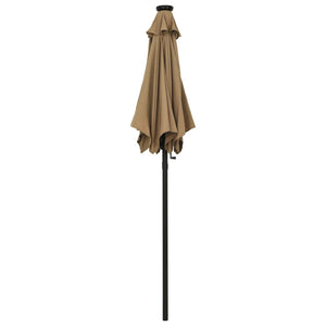 vidaXL Parasol with LED Lights Taupe 200x211 cm Aluminium