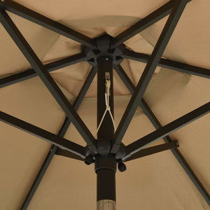 vidaXL Parasol with LED Lights Taupe 200x211 cm Aluminium