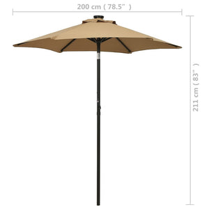 vidaXL Parasol with LED Lights Taupe 200x211 cm Aluminium