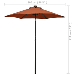 vidaXL Parasol with LED Lights Terracotta 200x211 cm Aluminium