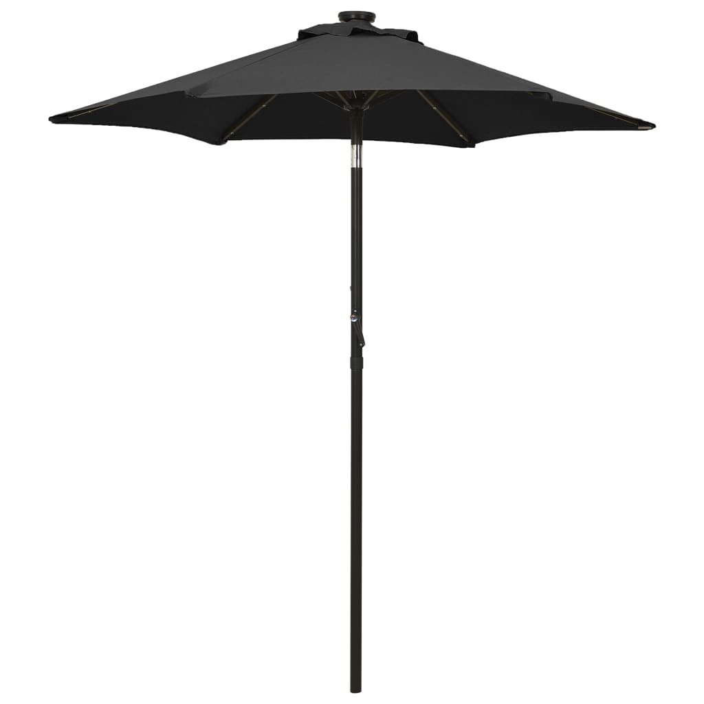 vidaXL Parasol with LED Lights Black 200x211 cm Aluminium