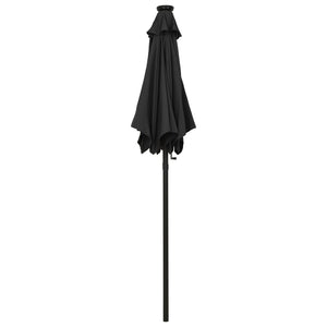 vidaXL Parasol with LED Lights Black 200x211 cm Aluminium