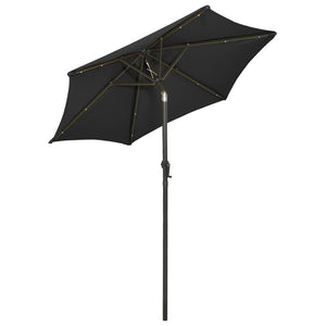 vidaXL Parasol with LED Lights Black 200x211 cm Aluminium