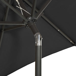 vidaXL Parasol with LED Lights Black 200x211 cm Aluminium