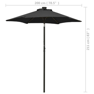 vidaXL Parasol with LED Lights Black 200x211 cm Aluminium