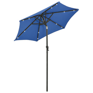 vidaXL Parasol with LED Lights Azure Blue 200x211 cm Aluminium