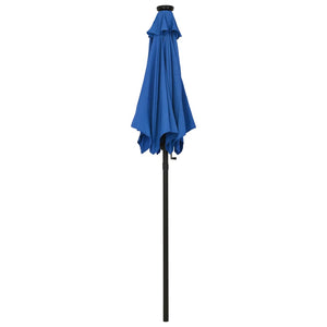 vidaXL Parasol with LED Lights Azure Blue 200x211 cm Aluminium