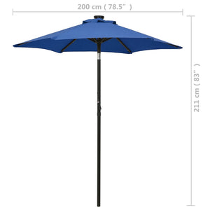 vidaXL Parasol with LED Lights Azure Blue 200x211 cm Aluminium