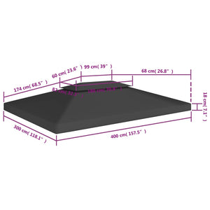 vidaXL 2-Tier Gazebo Top Cover 310 g/m² 4x3 m Black