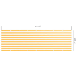 vidaXL Balcony Screen White and Yellow 120x400 cm Oxford Fabric