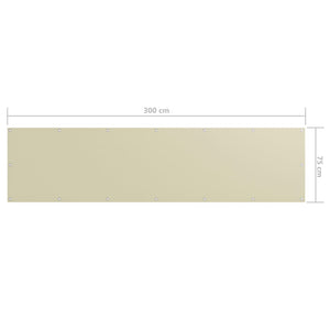 vidaXL Balcony Screen Cream 75x300 cm Oxford Fabric