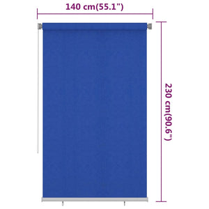 vidaXL Outdoor Roller Blind 140x230 cm Blue HDPE