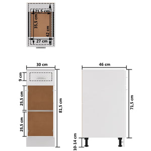 vidaXL Drawer Bottom Cabinet Lyon White 30x46x81.5 cm Engineered Wood