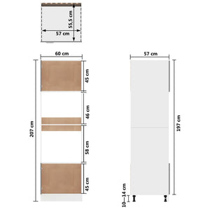 vidaXL Microwave Cabinet White 60x57x207 cm Engineered Wood