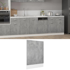 vidaXL Dishwasher Panel Concrete Grey 45x3x67 cm Engineered Wood