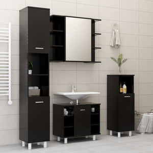 vidaXL Bathroom Cabinet Black 30x30x95 cm Engineered Wood