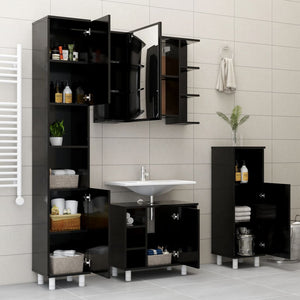 vidaXL Bathroom Cabinet Black 30x30x95 cm Engineered Wood