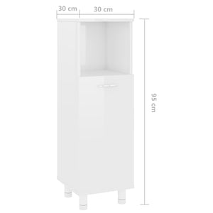 vidaXL Bathroom Cabinet High Gloss White 30x30x95 cm Engineered Wood