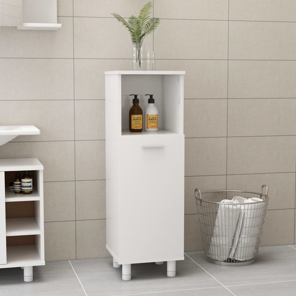 vidaXL Bathroom Cabinet High Gloss White 30x30x95 cm Engineered Wood