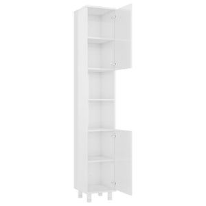 vidaXL Bathroom Cabinet High Gloss White 30x30x179 cm Engineered Wood