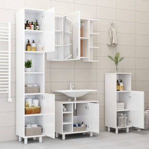 vidaXL Bathroom Cabinet High Gloss White 30x30x179 cm Engineered Wood