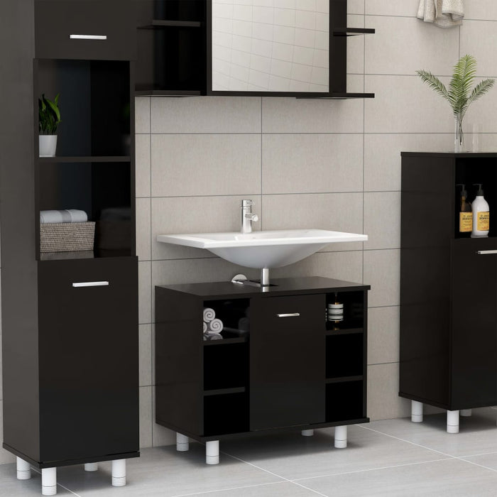 vidaXL Bathroom Cabinet Black 60x32x53.5 cm Engineered Wood