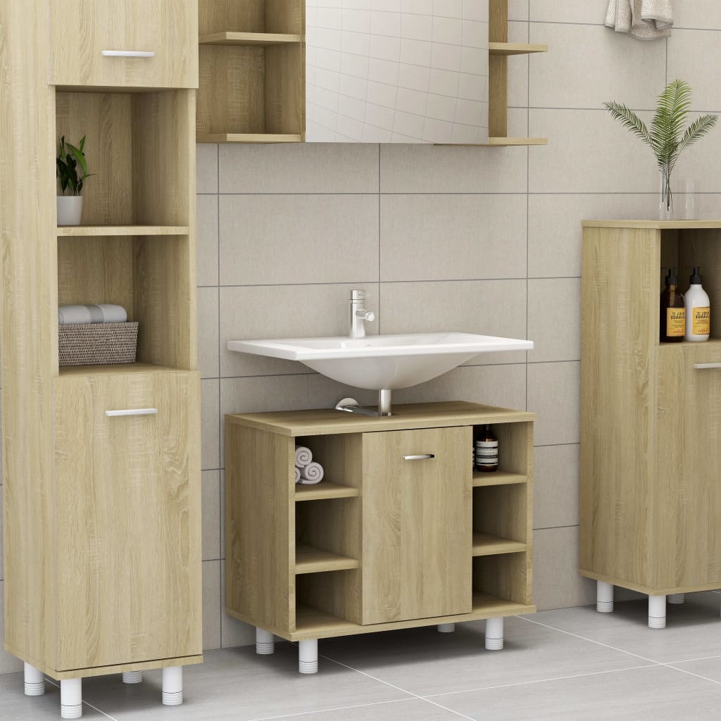 vidaXL Bathroom Cabinet Sonoma Oak 60x32x53.5 cm Engineered Wood