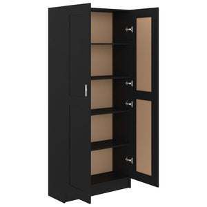 vidaXL Book Cabinet Black 82.5x30.5x185.5 cm Engineered Wood