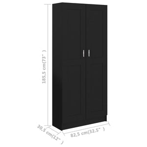 vidaXL Book Cabinet Black 82.5x30.5x185.5 cm Engineered Wood