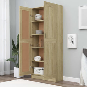 vidaXL Book Cabinet Sonoma Oak 82.5x30.5x185.5 cm Engineered Wood