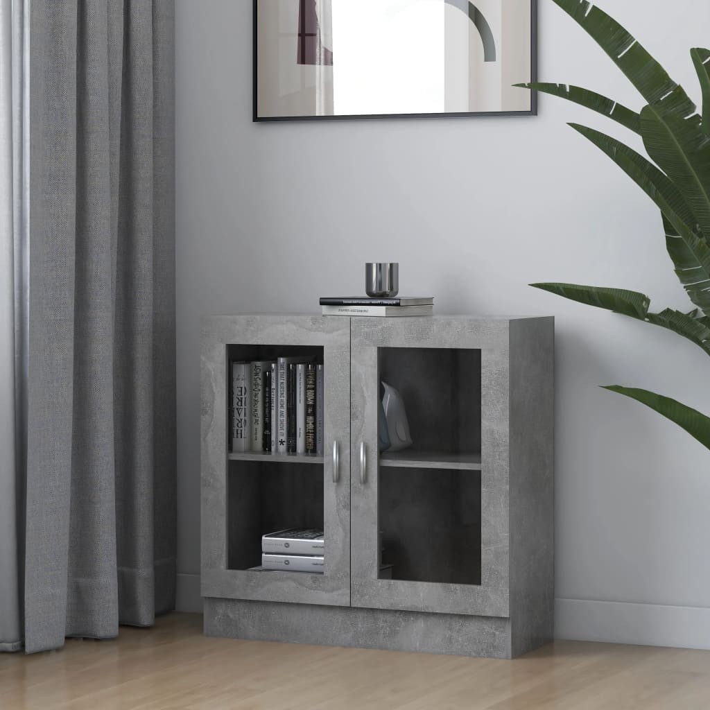 vidaXL Vitrine Cabinet Concrete Grey 82.5x30.5x80 cm Engineered Wood