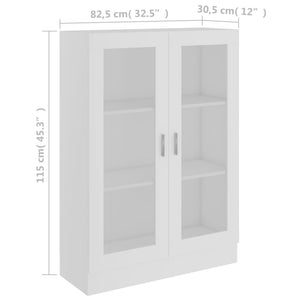 vidaXL Vitrine Cabinet White 82.5x30.5x115 cm Engineered Wood