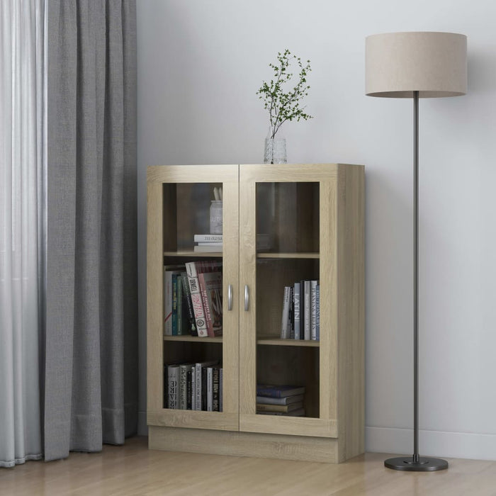 vidaXL Vitrine Cabinet Sonoma Oak 82.5x30.5x115 cm Engineered Wood