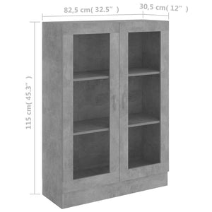 vidaXL Vitrine Cabinet Concrete Grey 82.5x30.5x115 cm Engineered Wood