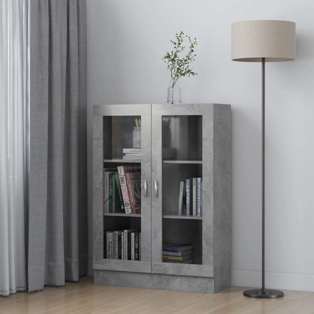 vidaXL Vitrine Cabinet Concrete Grey 82.5x30.5x115 cm Engineered Wood