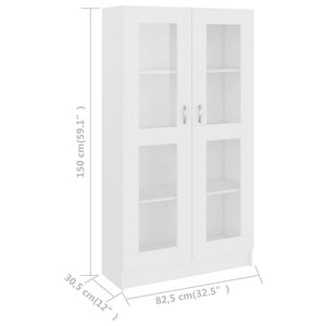 vidaXL Vitrine Cabinet White 82.5x30.5x150 cm Engineered Wood