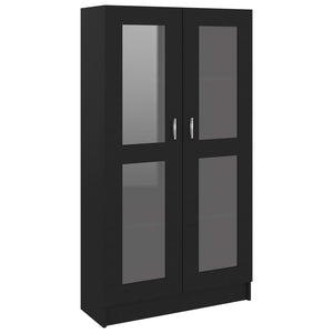 vidaXL Vitrine Cabinet Black 82.5x30.5x150 cm Engineered Wood