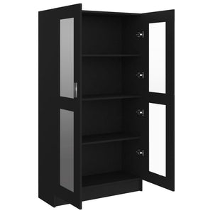 vidaXL Vitrine Cabinet Black 82.5x30.5x150 cm Engineered Wood