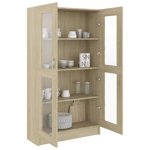 vidaXL Vitrine Cabinet Sonoma Oak 82.5x30.5x150 cm Engineered Wood