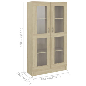 vidaXL Vitrine Cabinet Sonoma Oak 82.5x30.5x150 cm Engineered Wood