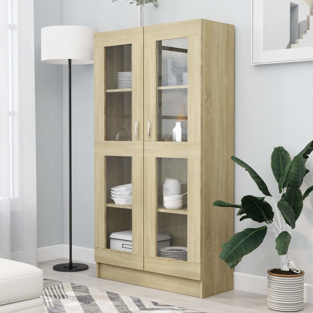 vidaXL Vitrine Cabinet Sonoma Oak 82.5x30.5x150 cm Engineered Wood